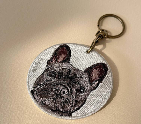 キーホルダー 犬 刺繍 チャーム 動物 愛犬 フレンチブルドッグ キーホルダー 犬 刺繍 チャーム 動物 愛犬 フレンチブルドッグ