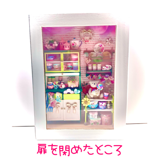 《送料無料》白木箱ドールハウス♡シリーズ《食器棚〜パステル〜》/ドールハウス/ミニチュア 7枚目の画像