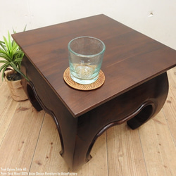 チーク無垢材 オピウムテーブル 40cm×40cm DB ちゃぶ台 ローテーブル 花台 アジアンテーブル 2枚目の画像
