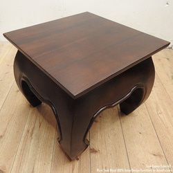 チーク無垢材 オピウムテーブル 40cm×40cm DB ちゃぶ台 ローテーブル 花台 アジアンテーブル 5枚目の画像