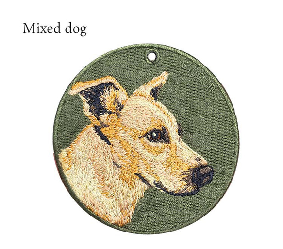 キーホルダー 犬 刺繍 チャーム  動物 愛犬 雑種 ミックス プレゼント ギフト  両面 ストラップ or-060 6枚目の画像