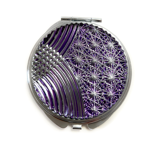 東京切子コンパクトミラー 流菊 ～ながれぎく～ 紫 Silver 手鏡 KILIKO