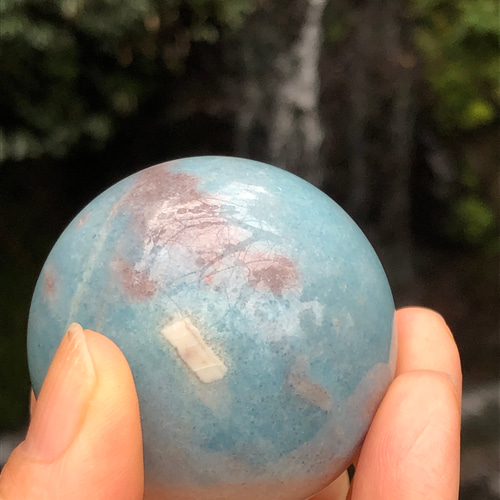 でんちゃん様　再入荷　高品質　トロレアイト　スフィア　天然石 レア！トロレアイト☆スフィア（丸玉）☆瀧川神社にて浄化☆木製