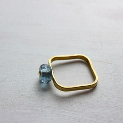 3月誕生石＊アクアマリン＊スクエアリング*Brass Point Ring＊no.583 2枚目の画像