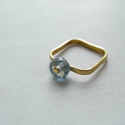 3月誕生石＊アクアマリン＊スクエアリング*Brass Point Ring＊no.583 1枚目の画像