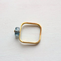 3月誕生石＊アクアマリン＊スクエアリング*Brass Point Ring＊no.583 7枚目の画像