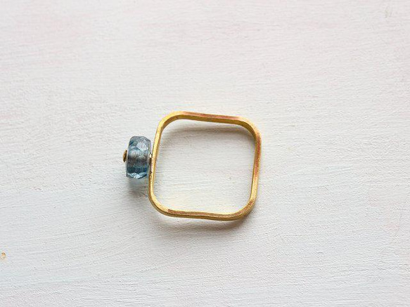 3月誕生石＊アクアマリン＊スクエアリング*Brass Point Ring＊no.583 7枚目の画像