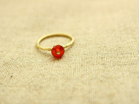 レッドアゲート＊Brass Point Ring＊真鍮＊no.566 2枚目の画像