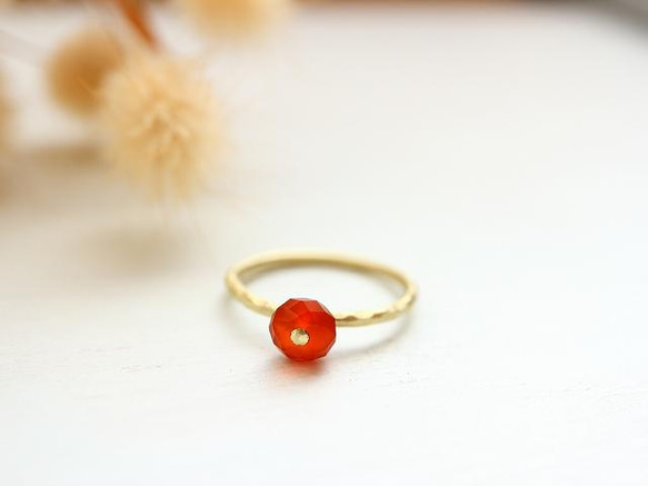 レッドアゲート＊Brass Point Ring＊真鍮＊no.566 1枚目の画像