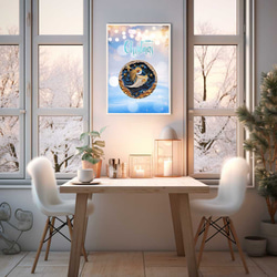 北欧エンジェル・聖夜を照らす天使のオーラ - 心が落ち着く美しいクリスマスブルーアートポスター 4枚目の画像