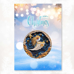 北欧エンジェル・聖夜を照らす天使のオーラ - 心が落ち着く美しいクリスマスブルーアートポスター 5枚目の画像