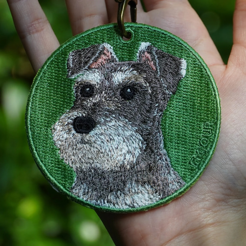【まめちゃん】シュナウザーキーホルダー他 キーホルダー 犬 刺繍 チャーム シュナウザー 牧羊犬 プレゼント