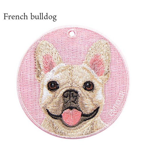 キーホルダー 犬 刺繍 チャーム フレンチブル ピンク プレゼント キーホルダー 犬 刺繍 チャーム フレンチブル ピンク プレゼント