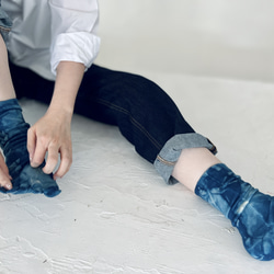 Melino 羊毛靛藍染色 5 指圓領長襪 23-25 第3張的照片