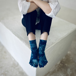 Melino 羊毛靛藍染色 5 指圓領長襪 23-25 第1張的照片