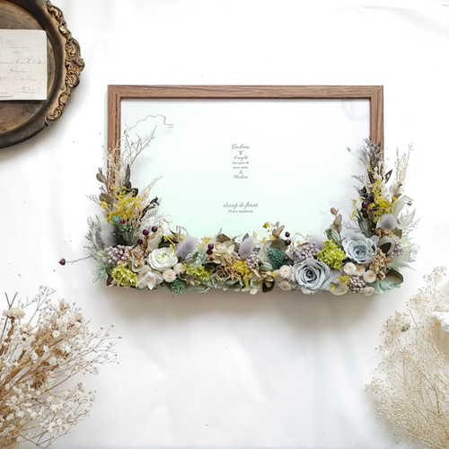 A4サイズ】ドライフラワーのフォトフレーム ウェルカムボード