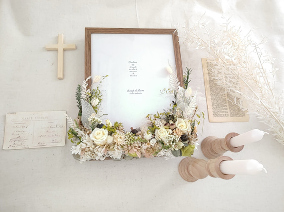 【A4サイズ】ドライフラワーのフォトフレーム  　　　ウェルカムスペース　ウェディング　結婚式　結婚祝い　贈呈花　ご両親 5枚目の画像