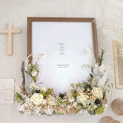 【A4サイズ】ドライフラワーのフォトフレーム  　　　ウェルカムスペース　ウェディング　結婚式　結婚祝い　贈呈花　ご両親 1枚目の画像