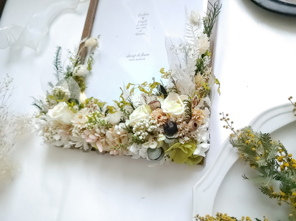 【A4サイズ】ドライフラワーのフォトフレーム  　　　ウェルカムスペース　ウェディング　結婚式　結婚祝い　贈呈花　ご両親 7枚目の画像