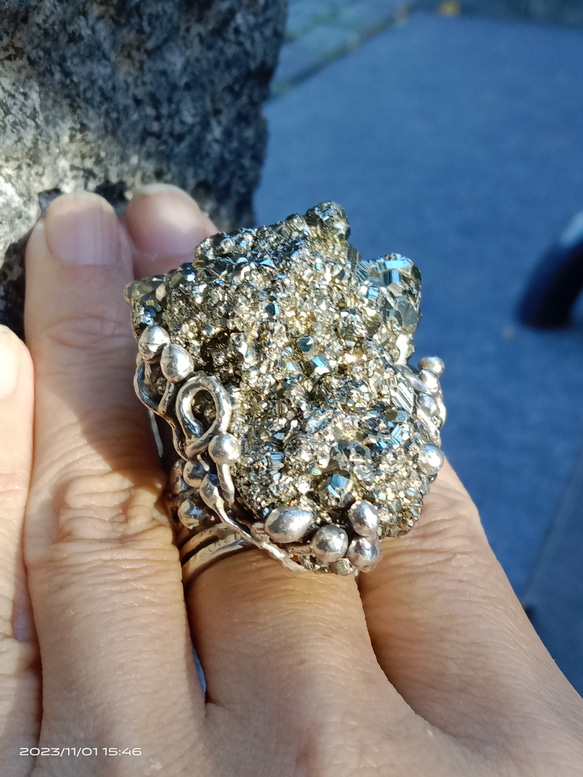 黃鐵礦原礦手工銀戒 純銀戒指~ 「Power」~ Pyrite Silver Ring 第13張的照片
