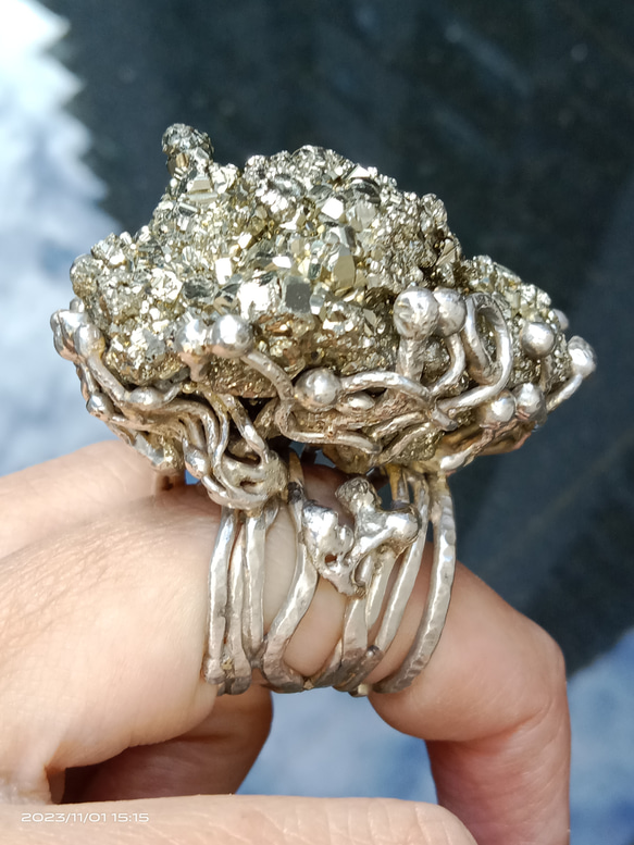 黃鐵礦原礦手工銀戒 純銀戒指~ 「Power」~ Pyrite Silver Ring 第18張的照片