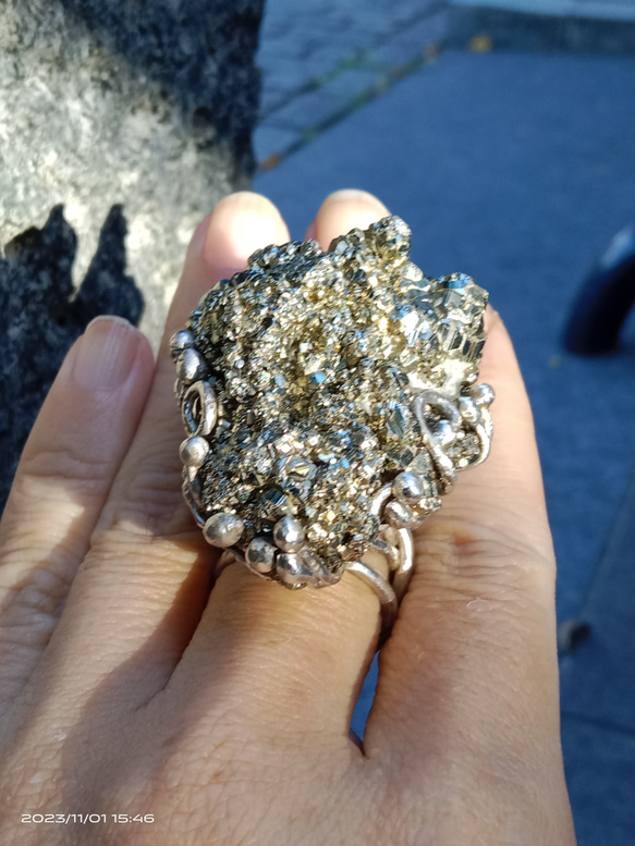 黃鐵礦原礦手工銀戒 純銀戒指~ 「Power」~ Pyrite Silver Ring 第14張的照片