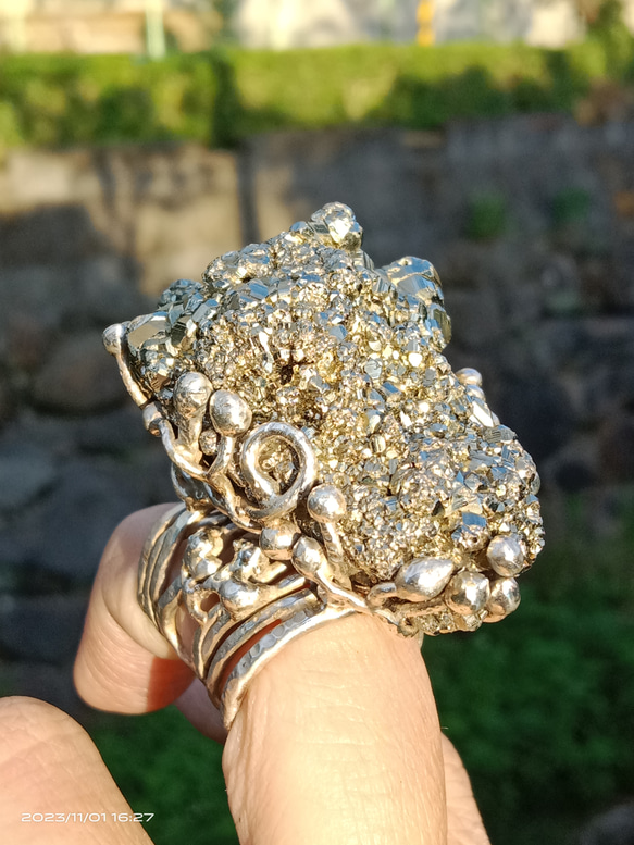 黃鐵礦原礦手工銀戒 純銀戒指~ 「Power」~ Pyrite Silver Ring 第5張的照片