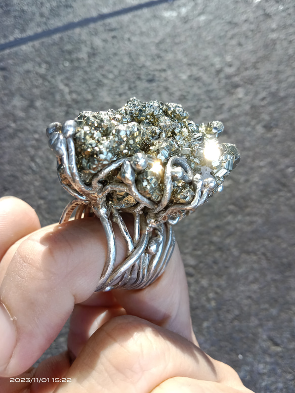 黃鐵礦原礦手工銀戒 純銀戒指~ 「Power」~ Pyrite Silver Ring 第17張的照片