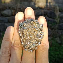 黃鐵礦原礦手工銀戒 純銀戒指~ 「Power」~ Pyrite Silver Ring 第1張的照片