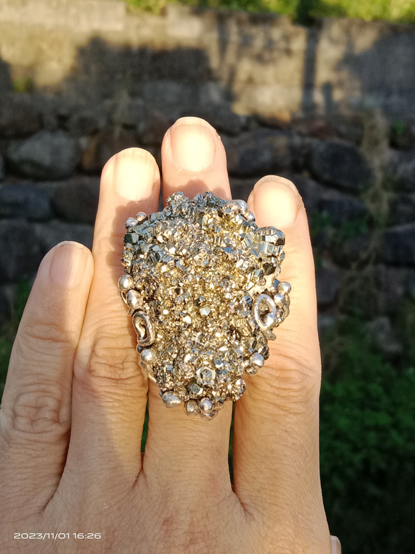 黃鐵礦原礦手工銀戒 純銀戒指~ 「Power」~ Pyrite Silver Ring 第1張的照片