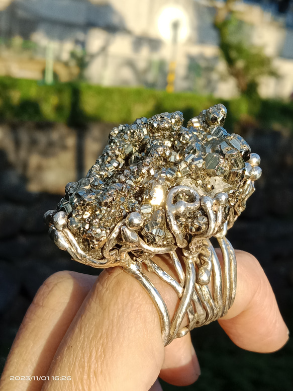 黃鐵礦原礦手工銀戒 純銀戒指~ 「Power」~ Pyrite Silver Ring 第4張的照片