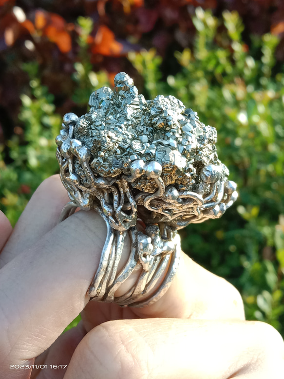 黃鐵礦原礦手工銀戒 純銀戒指~ 「Power」~ Pyrite Silver Ring 第9張的照片