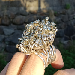 黃鐵礦原礦手工銀戒 純銀戒指~ 「Power」~ Pyrite Silver Ring 第7張的照片