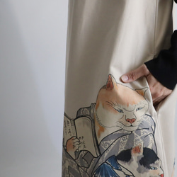 母の日ＳＡＬＥ　手描きART　猫の稽古　CAT　ネコ　ワンピース　ゆったり　ジャンパースカート　日本画　　F99 6枚目の画像