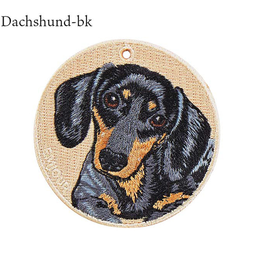 キーホルダー 犬 刺繍 チャーム 動物 ダックスフンド ダックス
