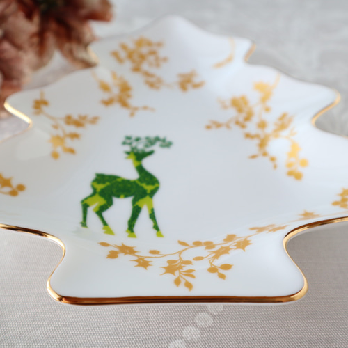 トナカイ☆ツリー型プレートLサイズ（グリーン） クリスマス