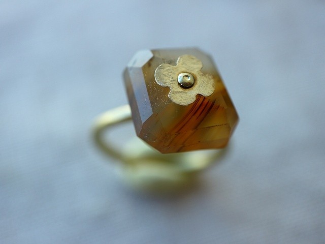 Brass Point Ring＊ボツワナアゲート＊真鍮リング*no.229