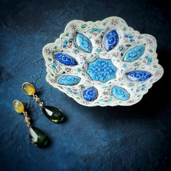 ペルシャのエナメル皿　ジュエリートレイ　飾り皿　Φ11ｃｍ【ミーナーカーリー010-031】 10枚目の画像