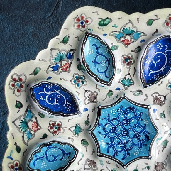 ペルシャのエナメル皿　ジュエリートレイ　飾り皿　Φ11ｃｍ【ミーナーカーリー010-031】 3枚目の画像