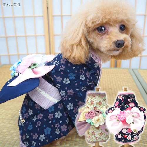 着物 和柄 和装 きもの 和風 花柄 ドックウェア 犬服 犬の服 猫服 猫の 