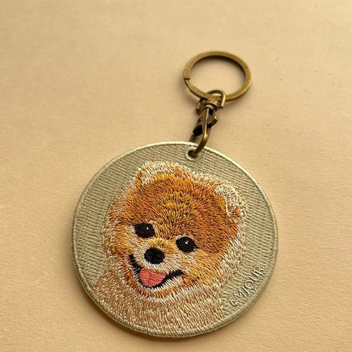 キーホルダー 犬 刺繍 ポメラニアン 動物 愛犬 プレゼント