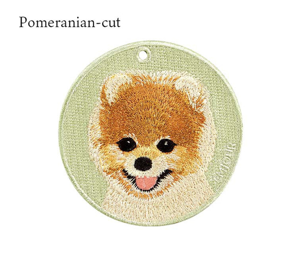 キーホルダー 犬 刺繍 ポメラニアン 動物 愛犬 プレゼント ギフト 両面 ストラップ バッグチャーム or-050 8枚目の画像