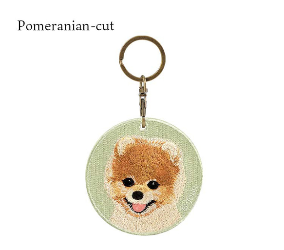 キーホルダー 犬 刺繍 ポメラニアン 動物 愛犬 プレゼント ギフト 両面 ストラップ バッグチャーム or-050 7枚目の画像