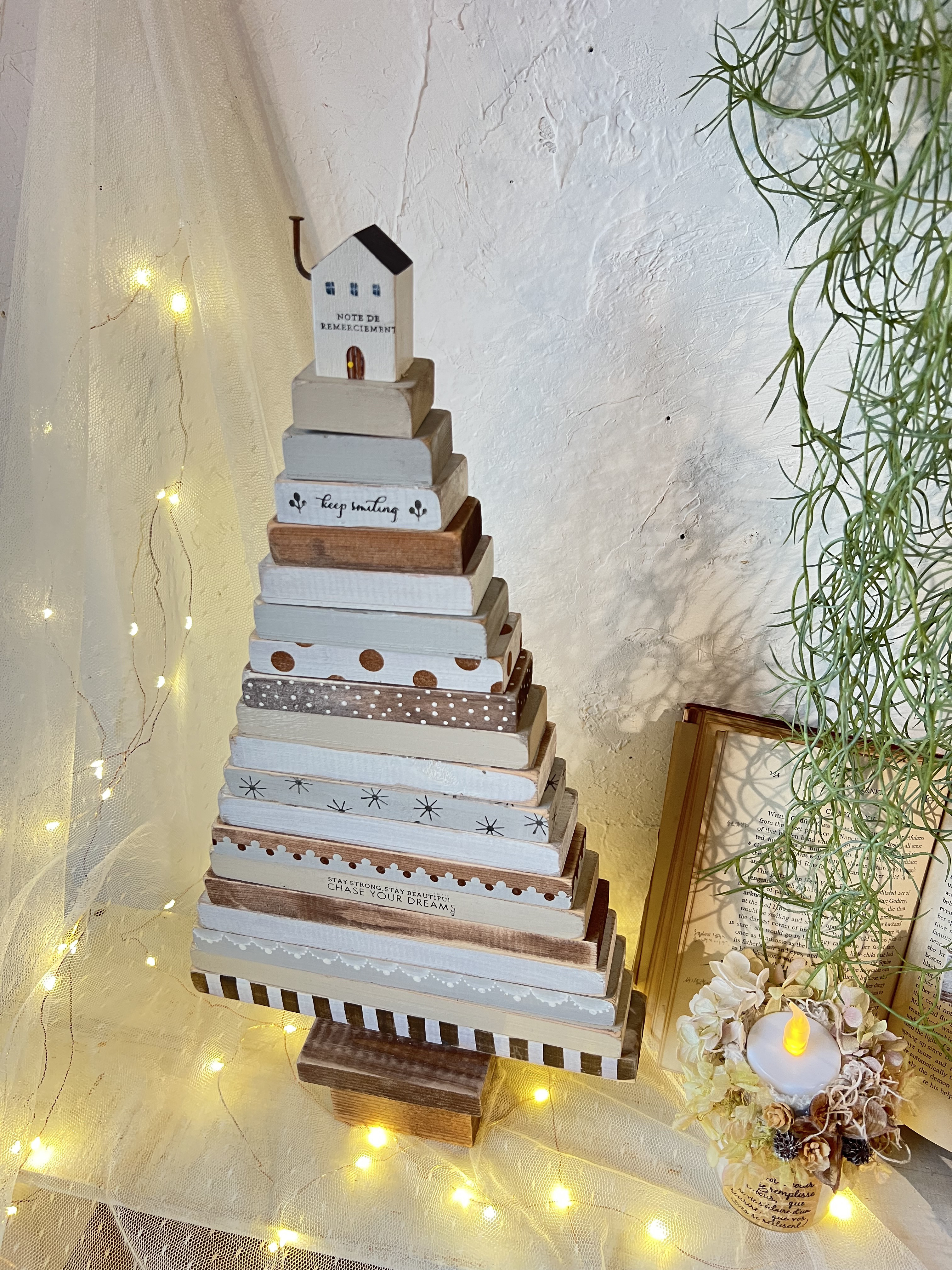 木工インテリア　ハンドメイド　暖かみ抜群！木製クリスマスツリー 約60cm 木工インテリア ハンドメイド 暖かみ抜群！木製クリスマスツリー 約