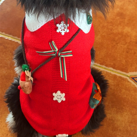 犬服 犬セーター ふわふわ かわいい クリスマス 飾り付き バッグ付き 防寒 ペットセーター 冬 秋 春 よそ行き 1枚目の画像