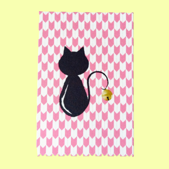 御朱印帳　幸運を呼ぶ黒猫　（ピンク） 4枚目の画像