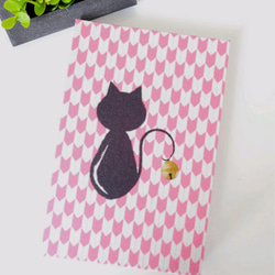 御朱印帳　幸運を呼ぶ黒猫　（ピンク） 1枚目の画像