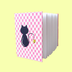 御朱印帳　幸運を呼ぶ黒猫　（ピンク） 7枚目の画像