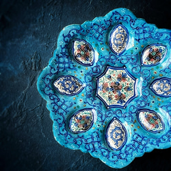 ペルシャのエナメル皿　ジュエリートレイ　飾り皿　Φ11ｃｍ【ミーナーカーリー010-025】 2枚目の画像