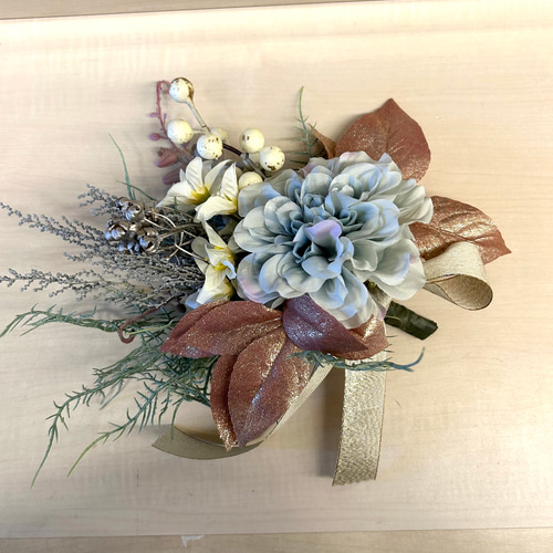 2026お正月飾り⭐︎稲穂のしめ縄飾りとブルーダリアのモダンアレンジ